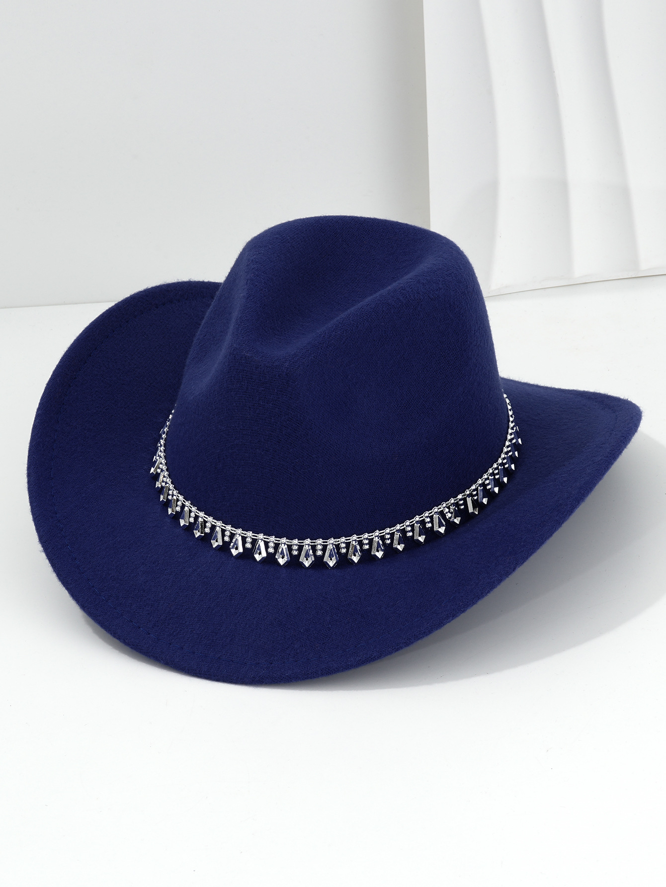 Cappello da cowboy western con strass in feltro morbido jazz_voghion.com