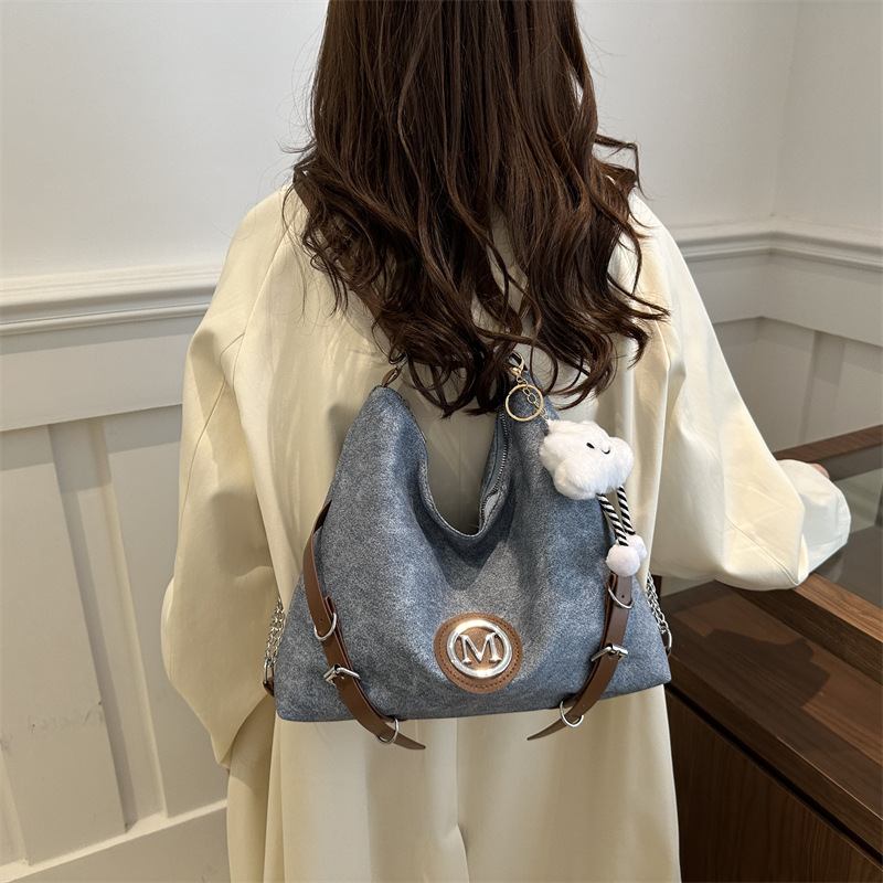 Jean mochila de hombro para mujeres de gran capacidad 2024 nuevo nicho de alto nivel tres uso mochila de hombro