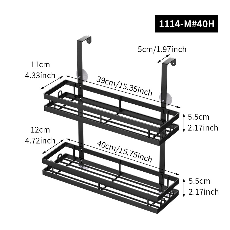 Estante de baño y ducha Estante de almacenamiento de doble capa para colgar en la pared sin perforación Estante de almacenamiento para artículos de baño Estante de almacenamiento