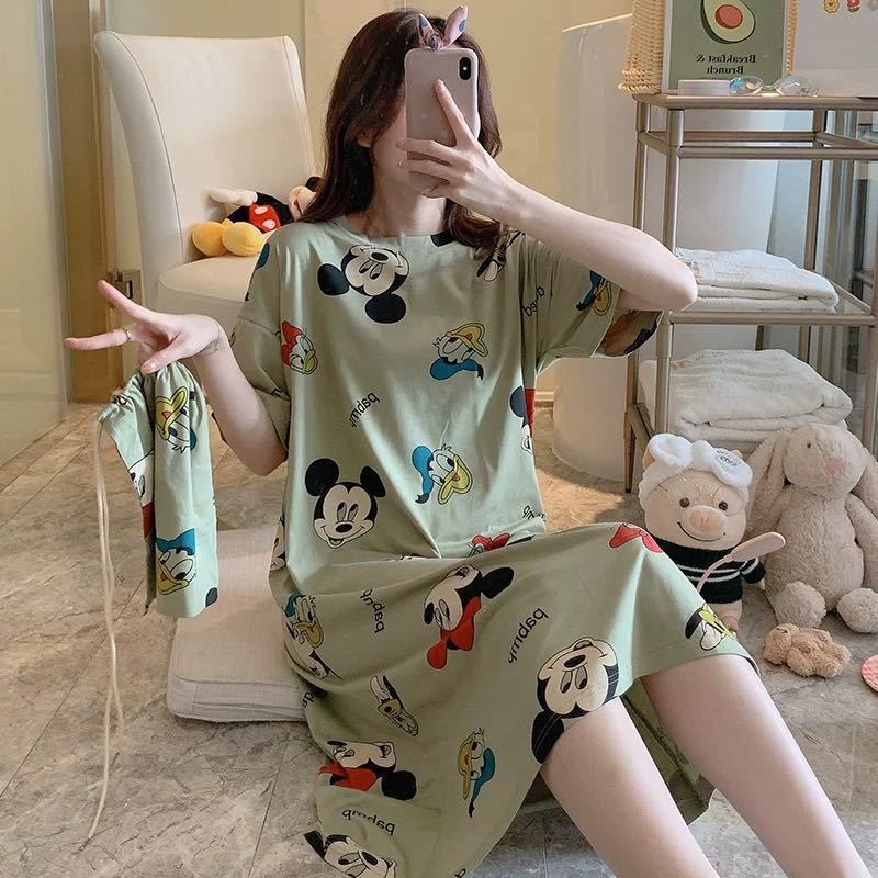 Camisón mujer verano manga corta 2024 estilo ins japonés lindo perro de laurel de jade talla grande se puede usar ropa de hogar para mujeres embarazadas