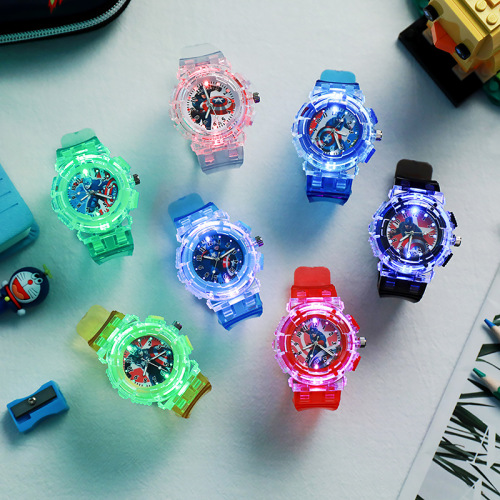 Captain America Student Children Watch Marvel Cartoon Anime Peripheral Glow-in-the-Dark Watch Quartz Watch Cross-border
