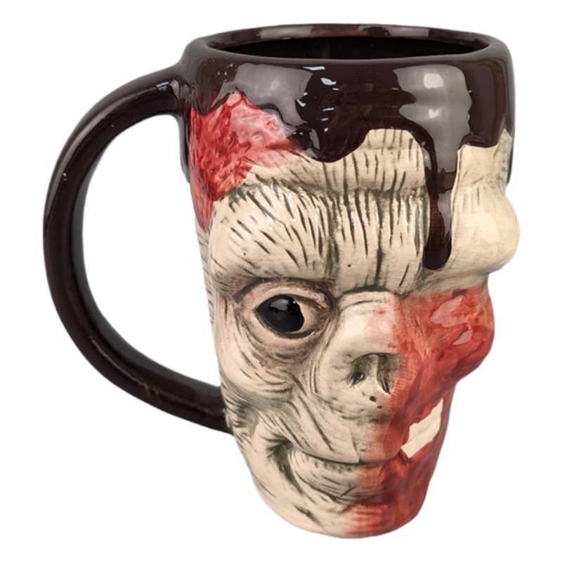 Taza de cerámica con forma de calavera, taza de café con diseño de cabeza de fantasma de Halloween, taza novedosa transfronteriza, diseño creativo
