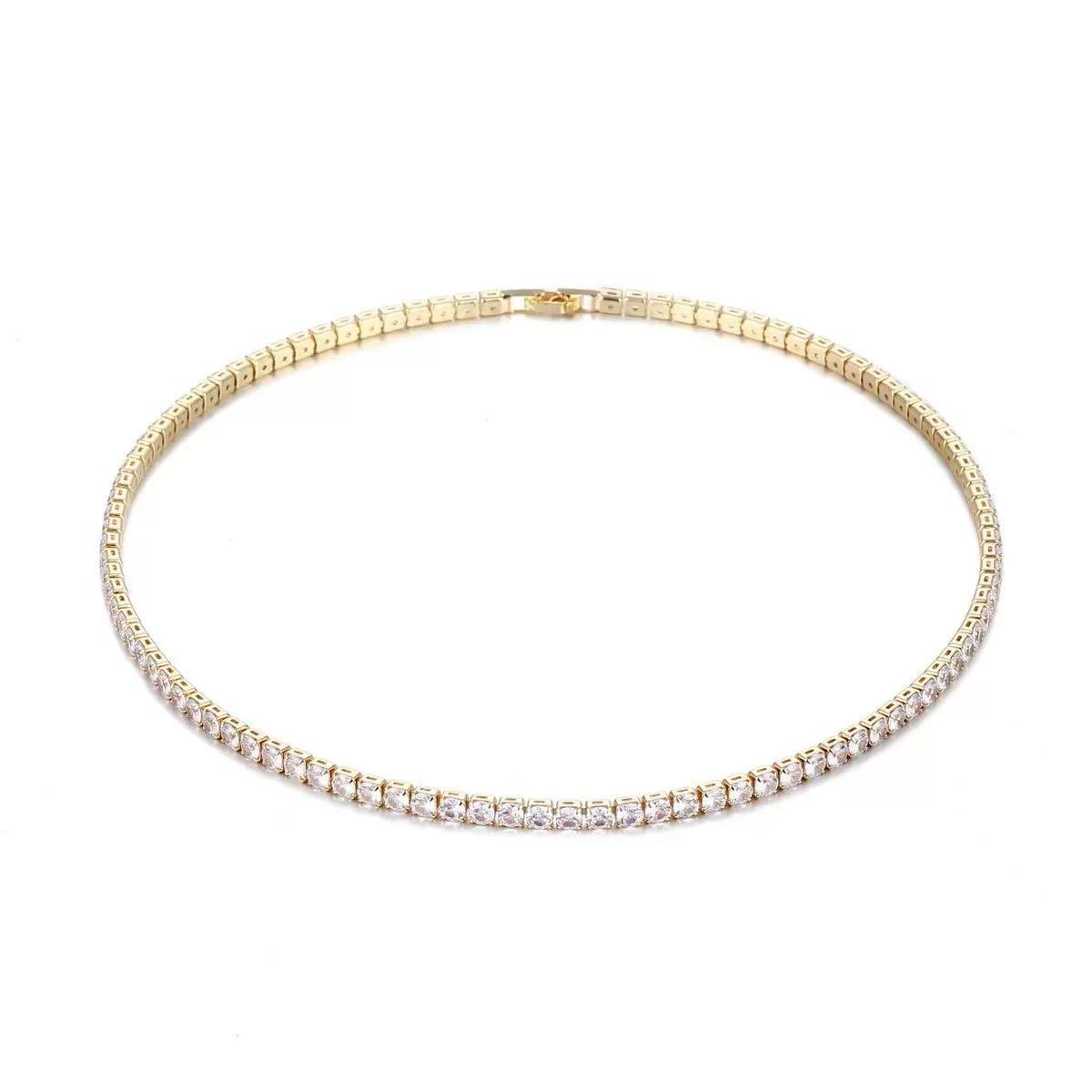 Full-diamond Zircon Necklace Elegant Electroplated Torque_voghion.com