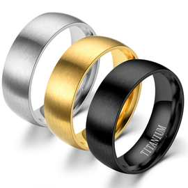 2021欧美跨境新款TITANIUM不锈钢饰品磨砂哑光男士戒指钛钢指环