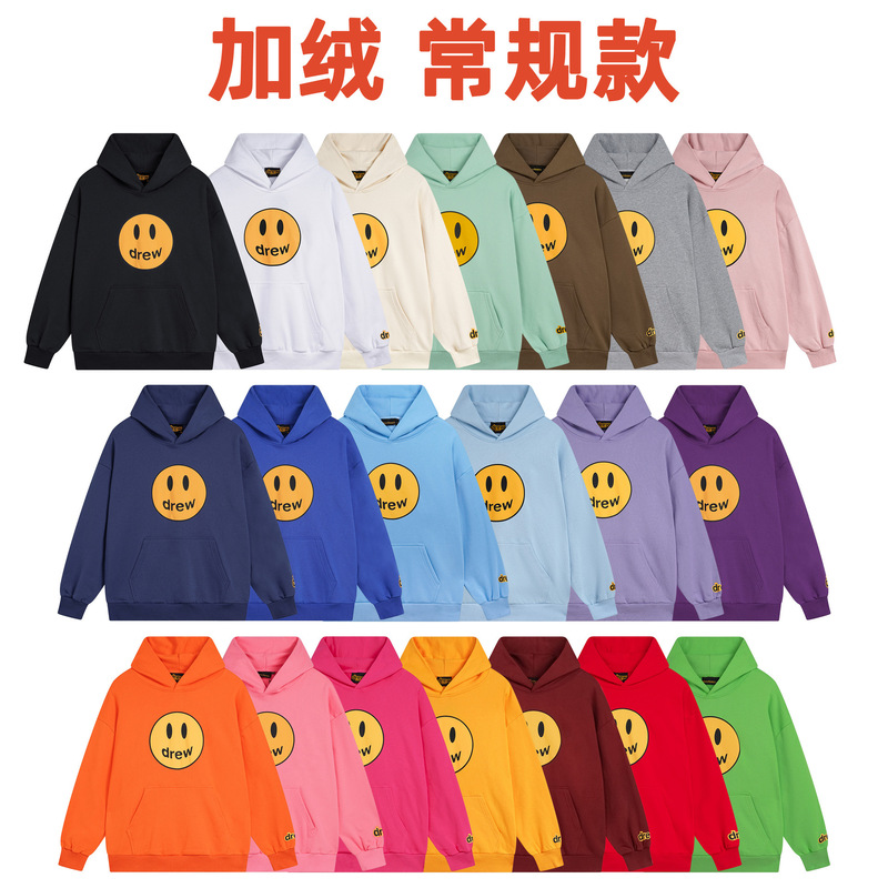 Cross-Border Export Drew Gold Classic Smiley Face Hooded Sweatshirt Justin Bieber High Street Casual Loose Sweatshirt for Men and Women in