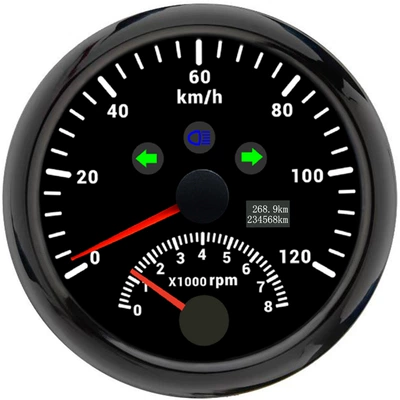 automobile instrument tachometer GPS speed meter with - 120-kmh-black-frame-black-background