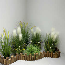 仿真芦苇草狗尾草室内造景装饰景观植物橱窗家居拐角假花绿植盆栽