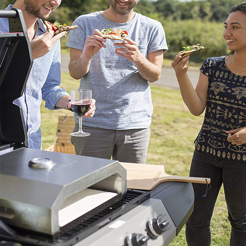 Horno de pizza de acero inoxidable al por mayor con pizza, horno de hornear de pan de piedra, horno de pizza portátil, pizza joven