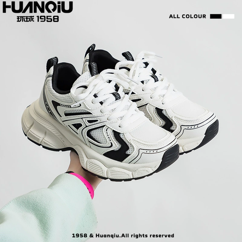 Глобальные трендовые женские кроссовки на толстой подошве, новинка осени 2025, универсальные дышащие спортивные повседневные белые туфли