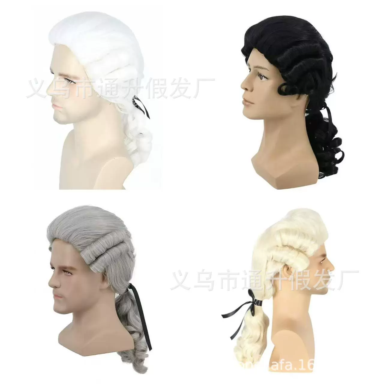 圣诞狂欢假发哈莉·奎茵小丑女大辫子马尾法官律师cos角色全头套