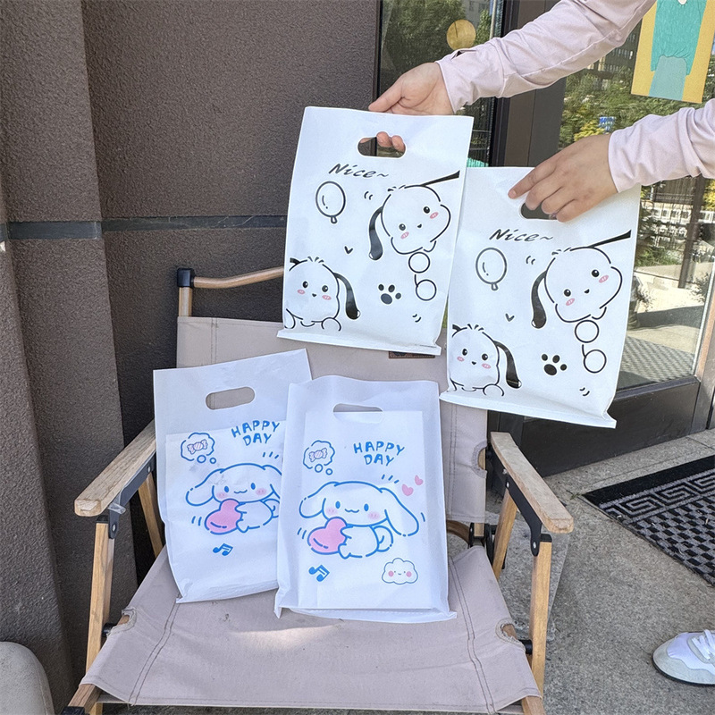 Cosmetic Gift Accessories Small Hand Bag Clothing Plastic Thickened Cartoon Cute Button Shopping Bag for Clothing Store