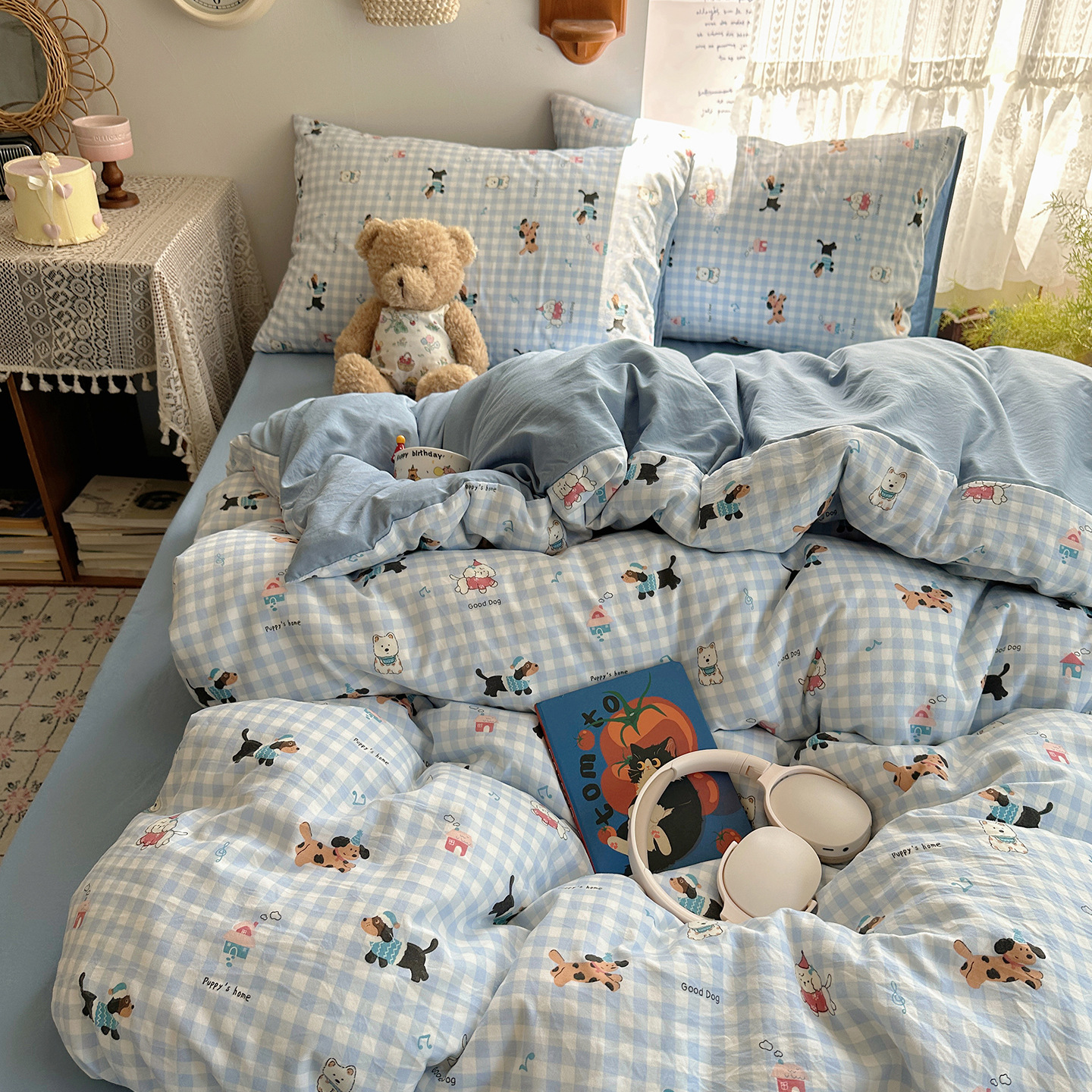 Madre y bebé de clase A dormir desnudo ultra suave cuatro piezas de algodón puro inswind sábanas cubierta de cama de dormitorio de algodón tres piezas de cama