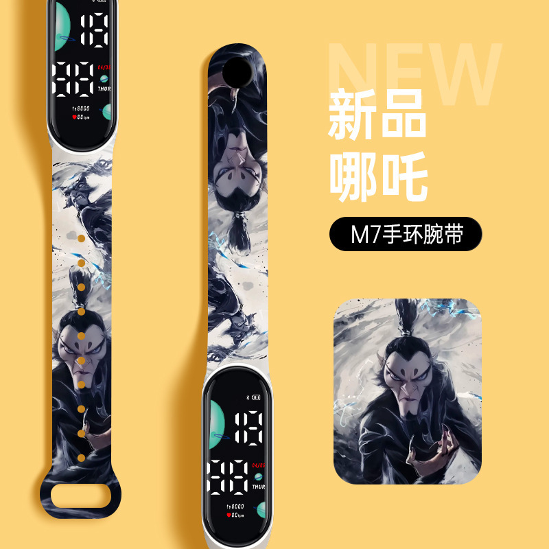 2025 reino nueva correa impresa M9LED pulsera de dibujos animados de anime táctil impermeable Nezha 2 reloj electrónico Magic Boy