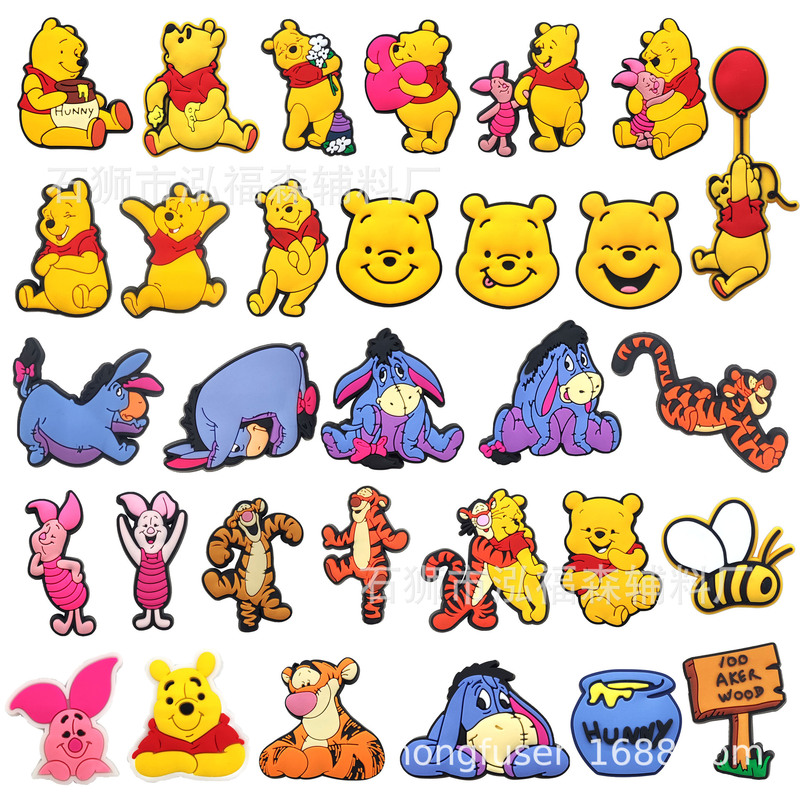Bee Winnie the Pooh Bear Shoe Flower Croc Shoe Accessories DIY Decoration Pvc Soft Rubber Detachable Bee Winnie the Pooh Bear Shoe Flower Croc Shoe Accessories DIY Decoration Pvc Soft Rubber Detachable