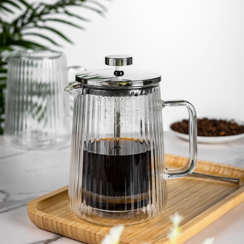 Cafetera de café transfronteriza de alta borosilicina de vidrio de filtración de presión doméstica de doble capa resistente al calor de burbujas de leche fría fría fría fría
