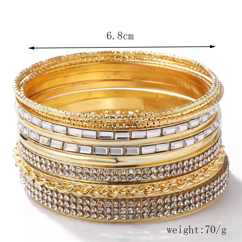 Fashion Geometric Alloy Plating Rhinestones Bangle 1 Set