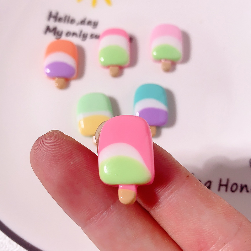 Nuevo macaron helado barra de hielo accesorios de resina de hielo DIY accesorios para el cabello caja de teléfono móvil llaverillo material de hebilla de zapatos parches