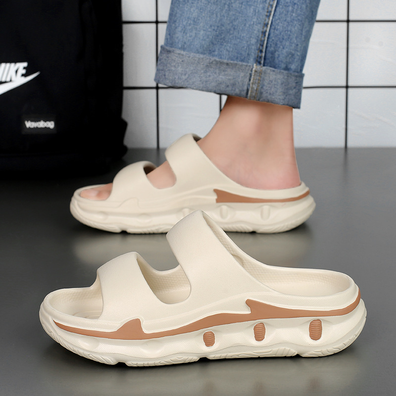Zapatillas hombre 2025 nuevo verano antideslizante suela gruesa sensación de mierda sandalias y zapatillas pareja casa al aire libre zapatillas de dos desgaste