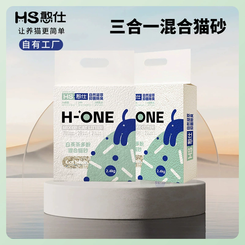 Собственный фабричный тофу, кошачий песок, оригинальный зеленый чай, смешанный без пыли, дезодорант, кошачий песок, один кусок тофу, кошачий песок