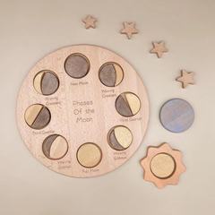 Australian phases of the moon Montessori moon phase plate Happé gumnut directional recognition blocks teaching aids