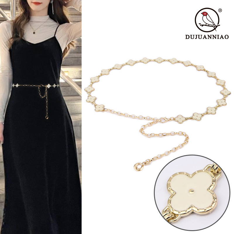 Cross-border European and American flowers metal elegant chain women's fine decoration Joker with skirt dress belt a generation of hair