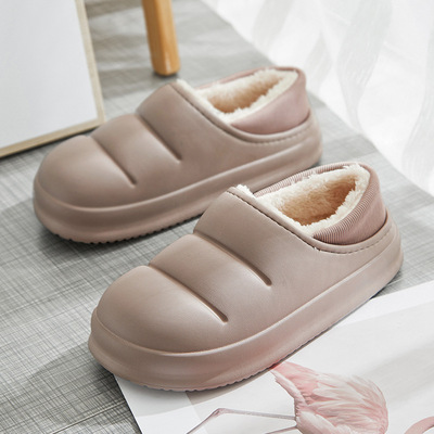 Cotton slippers winter With the bag lovely indoor waterproof Home Furnishing The thickness of the bottom keep warm The month Cotton-padded shoes household Autumn and winter