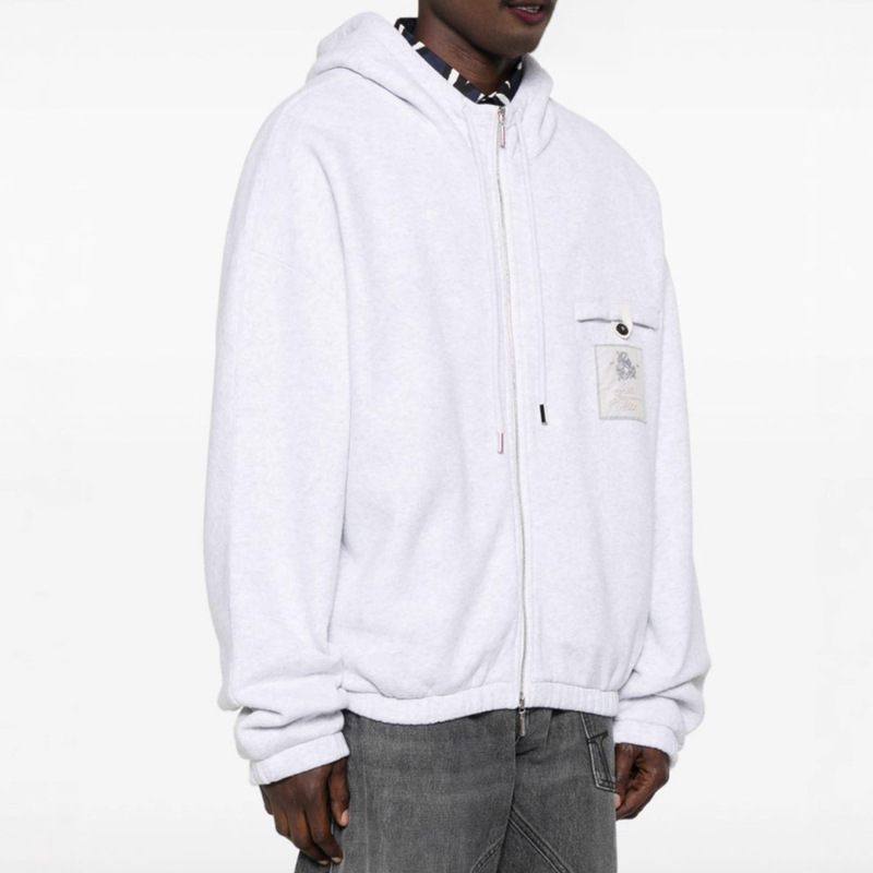 Spot Jacquemus Long-Sleeved Sweatshirt Trendyy Men's Zipper Elastic Edge Loose Hoodie Same Style for Men and Women