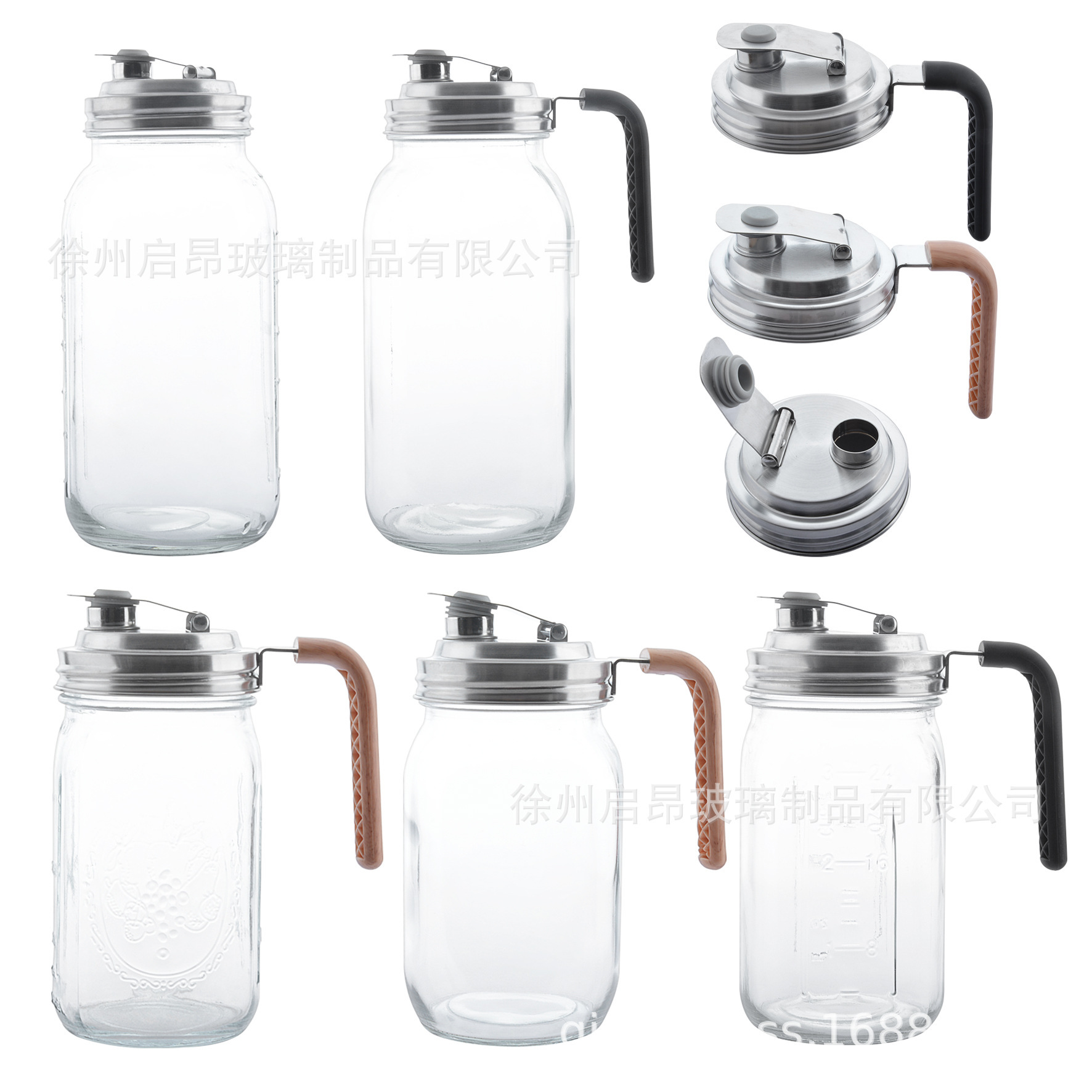 亚马逊64OZ梅森饮料瓶咖啡滤网320Z果汁酵素瓶透明冷水壶跨境套装