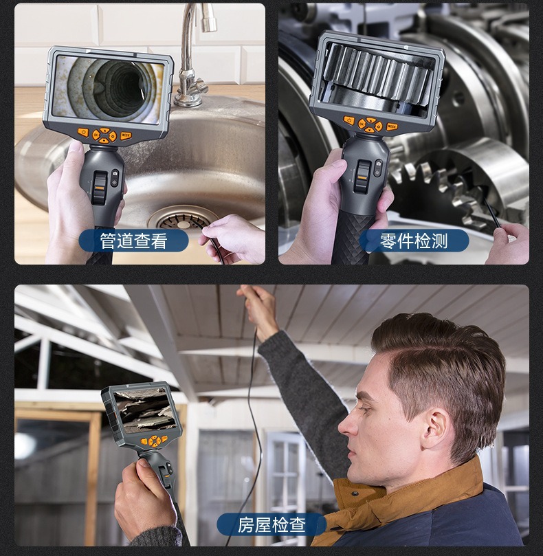 TD500 6.2mm Direksiyon Endoskop HD Kamera Probu 360 Derece Araba Motor Tamir Su Geçirmez