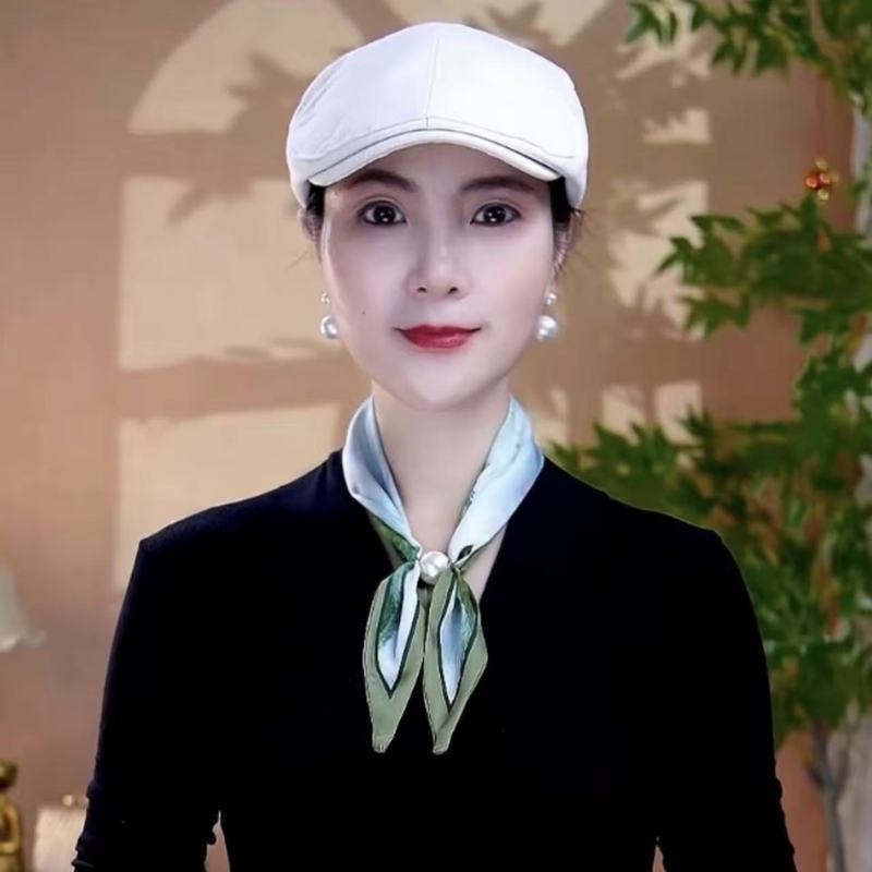 【冰丝缎珠珠蝴蝶结小丝巾】时尚百搭吸扣丝巾|undefined