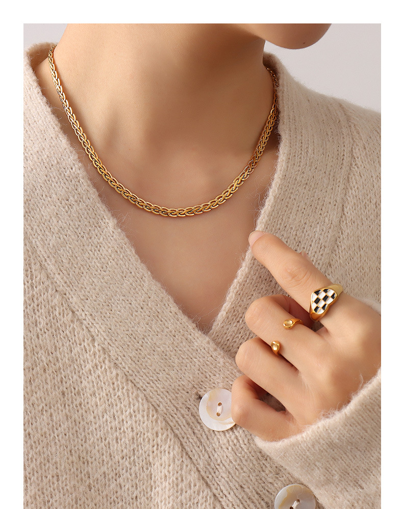 new stainless steel keel chain men and women hip-hop gold-plated necklace