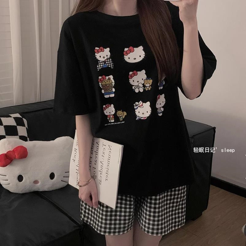Cross-Border Summer Korean Ins Style Pajamas Girls Shorts Short-Sleeved Live Broadcast Cartoon Cute Fashion Home Wear Set