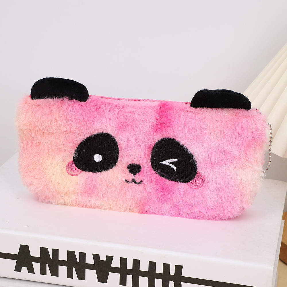 Bolsas de pluma de peluche creativas, bolsas de papelería panda, bolsas de dibujos animados, bolsas de almacenamiento, bolsas de niños, regalos transfronterizos
