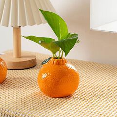 クリエイティブネット赤みかん陶磁器花瓶水養緑羅水培花瓶デスクトップオフィス装飾置物