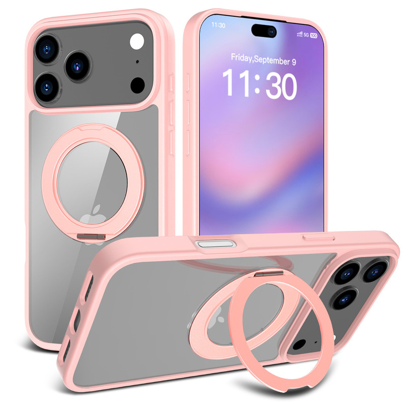 适用iPhone17promax磁吸磨砂透明16plus苹果带旋转隐形支架手机壳|undefined