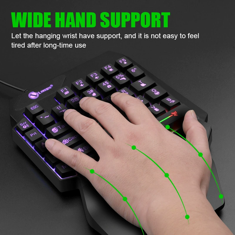 Лимей GK103S светящаяся игровая клавиатура имитация механического ощущения клювовая корона однорукая клавиатура USB внешняя клавиатура