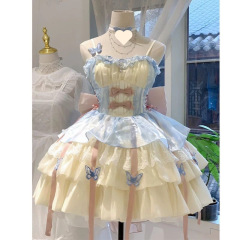 交換用サスペンダーバージョン ピオニー 愛の約束 ロリータ プリンセスドレス ショートスカート チュチュスカート ストレートヘア