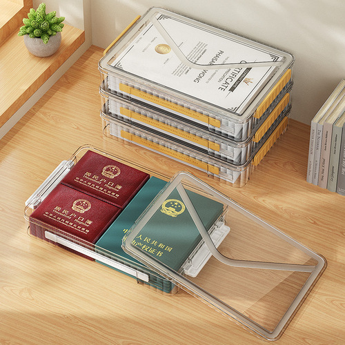 Home PET Transparent ID Holder Desk Organizer Simple Plastic Drawer Storage Box with Handle and Side Latch