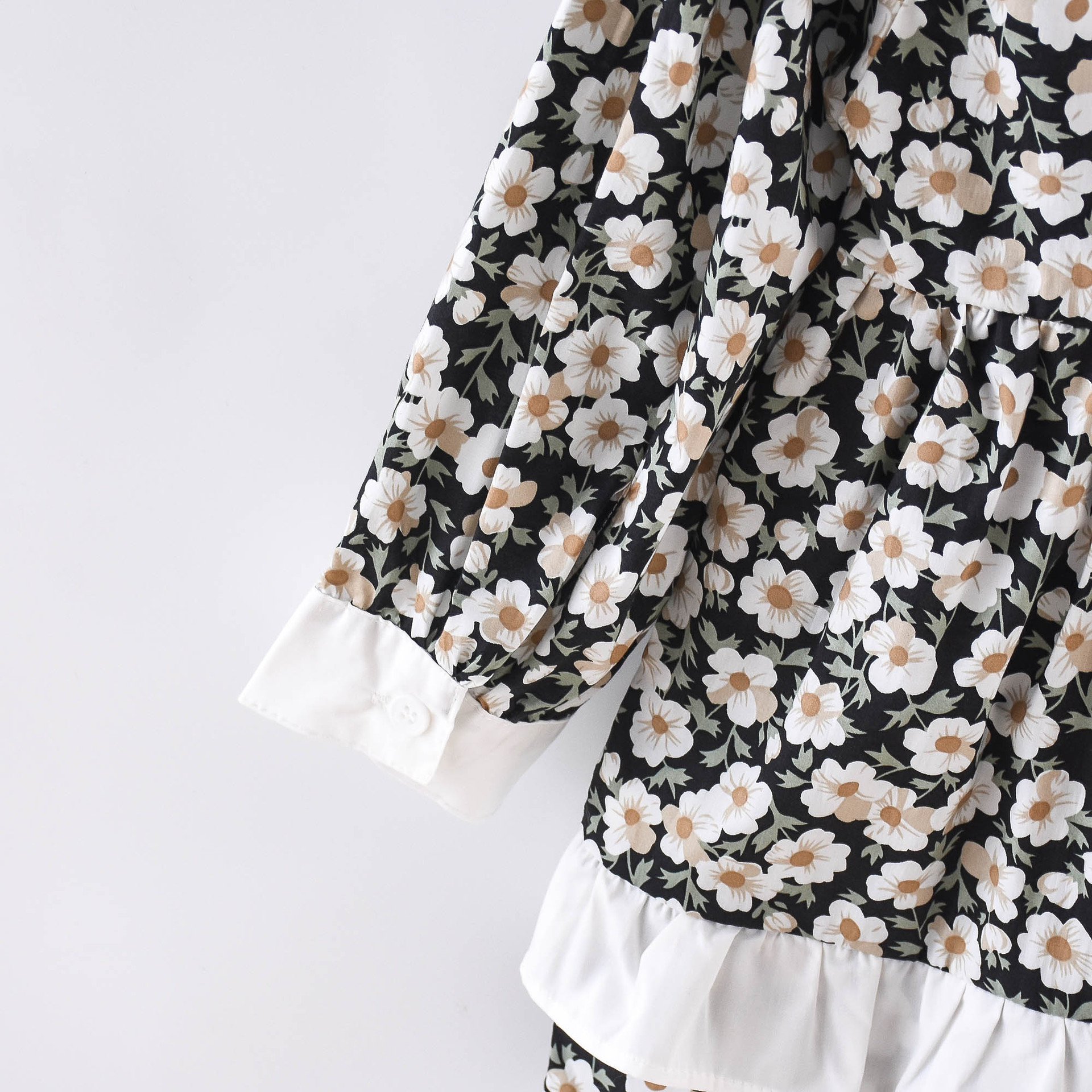 Children's clothing girls' dress 2024 Spring and Autumn new style lace patchwork doll collar Korean version long sleeved_voghion.com