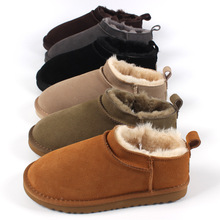 GYXS迷你一脚蹬雪地靴牛皮保暖大码男女棉鞋跨境速卖通现货批发鞋
