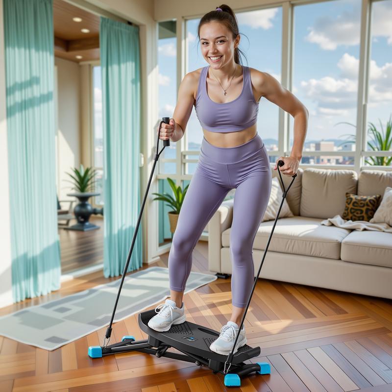 Home Fitness Stepper Mini Stair Climber with Elastic Bands|undefined