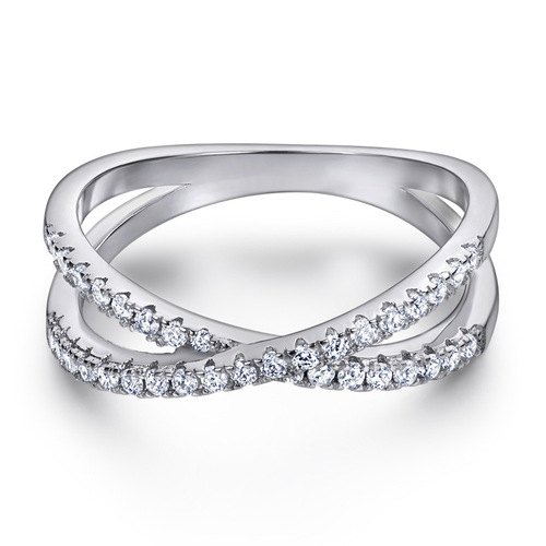 Tonglin jewelry letter s925 sterling silver ring women's fashion European and American double row diamond zircon accessories index finger ring wholesale