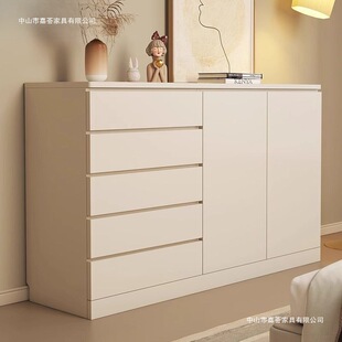 Chest of Drawers, Modern Simple Cream Style Small Apartment Living Room Wall-Mounted Multi-Layer Storage Storage Cabinet