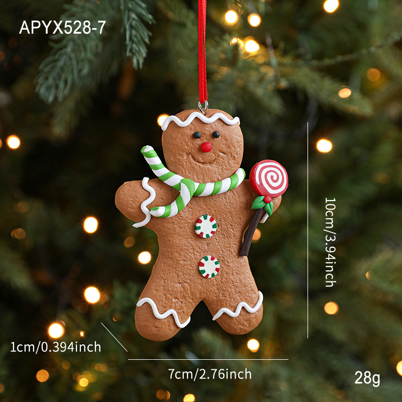 Nuevo hombre de pan de jengibre de cerámica suave pequeño colgante colgante árbol de Navidad adornos encantadores pan de jengibre hombre de Navidad decoración colgante retró dibujado a mano