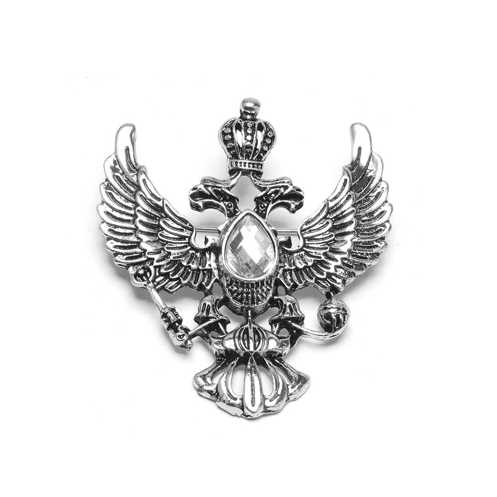 Double-headed Eagle Brooch For Men Suit Jacket Vintage Crown Pin_voghion.com