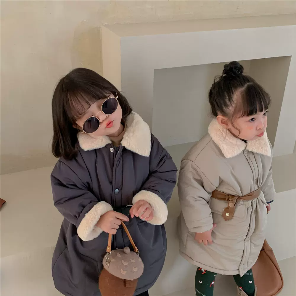 儿童棉衣中长款2024冬款韩国童装男女童棉袄文艺范兄妹姐弟装