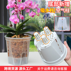アマゾンの新型貯水透明青山盆胡蝶蘭通気制御根盆自吸水植木鉢プラスチック怠け者盆