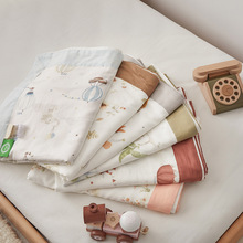 A类竹纤维盖毯 四层母婴级竹棉纱布毯夏季午睡毯印花儿童毯子批发