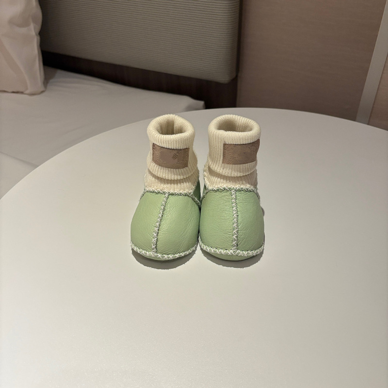 桑坡纯色羊皮毛一体宝宝棉鞋婴幼儿鞋室内步前鞋袜软底男宝女宝|undefined