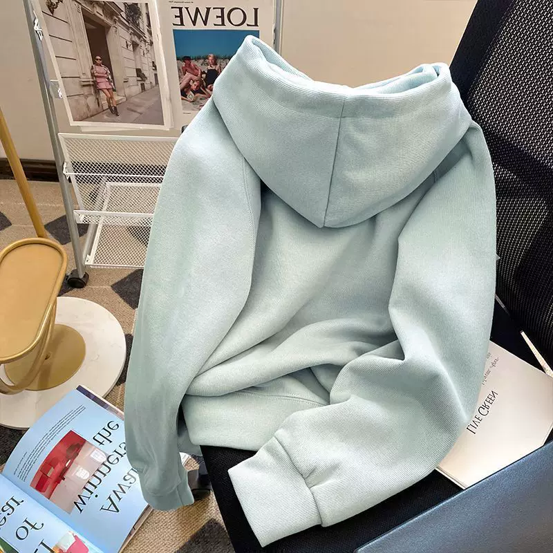 Spring autumn velvet rabbit, thin hoody, jacket for students, 2024 years, South Korea, oversize